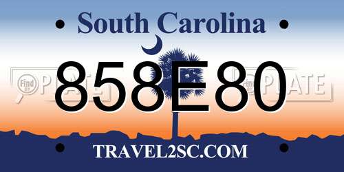 858E80 South Carolina License Plate