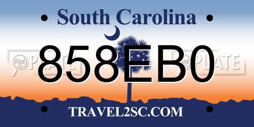858EB0 South Carolina License Plate