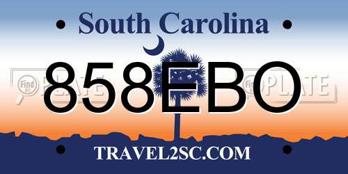 858EBO South Carolina License Plate