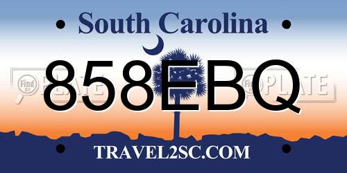 858EBQ South Carolina License Plate
