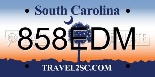 858EDM South Carolina License Plate