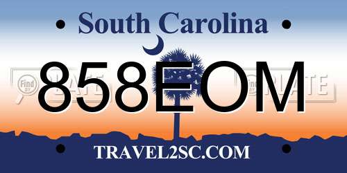 858EOM South Carolina License Plate