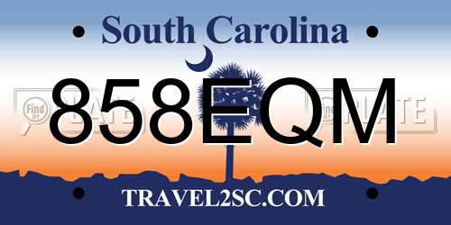 858EQM South Carolina License Plate