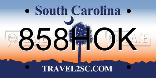 858HOK South Carolina License Plate