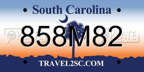 858M82 South Carolina License Plate