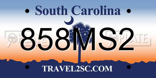 858MS2 South Carolina License Plate