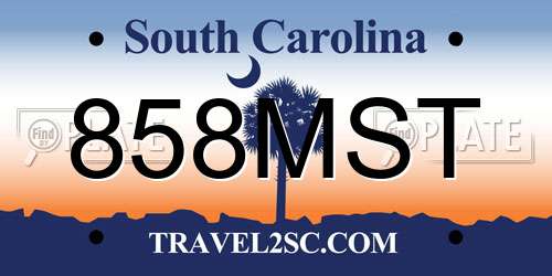 858MST South Carolina License Plate