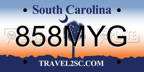 858MYG South Carolina License Plate