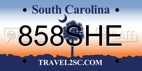 858SHE South Carolina License Plate