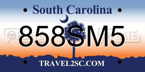 858SM5 South Carolina License Plate
