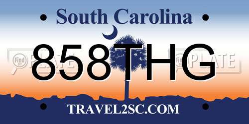 858THG South Carolina License Plate