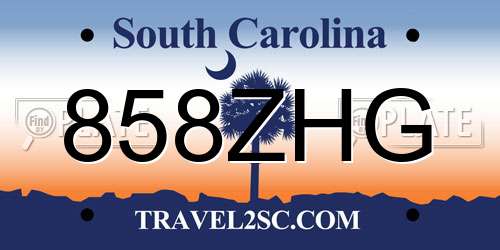 858ZHG South Carolina License Plate