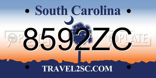 8592ZC South Carolina License Plate