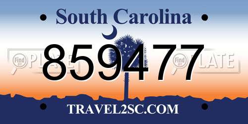 859477 South Carolina License Plate