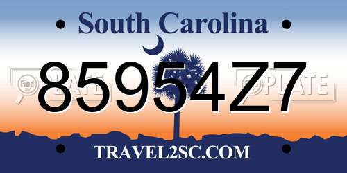 85954Z7 South Carolina License Plate