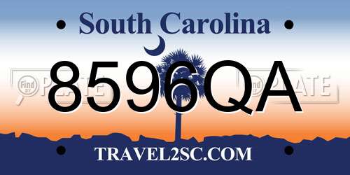 8596QA South Carolina License Plate
