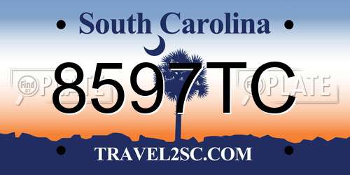 8597TC South Carolina License Plate
