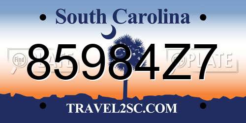 85984Z7 South Carolina License Plate