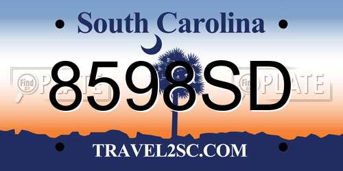 8598SD South Carolina License Plate