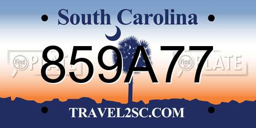 859A77 South Carolina License Plate