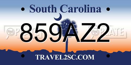 859AZ2 South Carolina License Plate