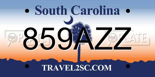 859AZZ South Carolina License Plate