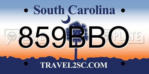 859BBO South Carolina License Plate