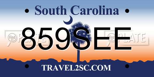 859SEE South Carolina License Plate