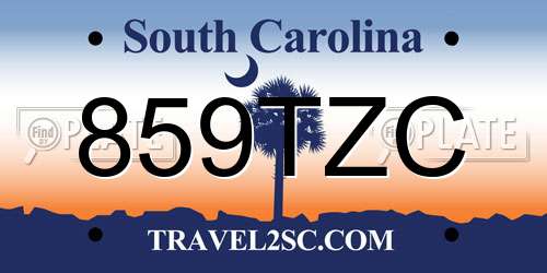 859TZC South Carolina License Plate