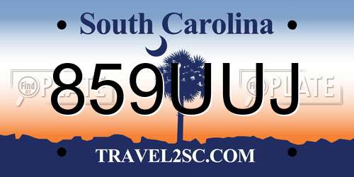859UUJ South Carolina License Plate