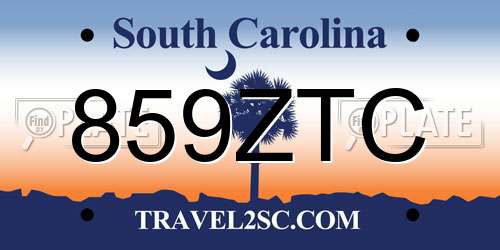 859ZTC South Carolina License Plate
