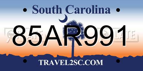 85AR991 South Carolina License Plate