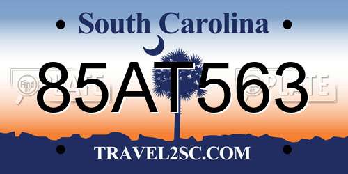 85AT563 South Carolina License Plate