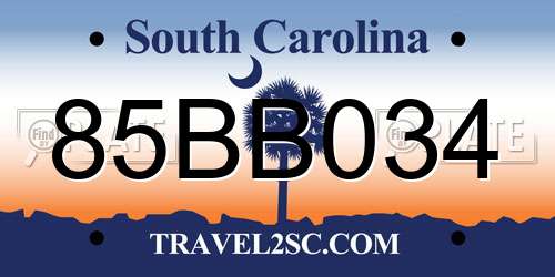 85BB034 South Carolina License Plate