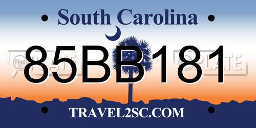 85BB181 South Carolina License Plate