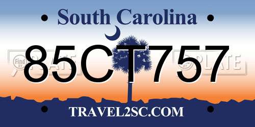 85CT757 South Carolina License Plate