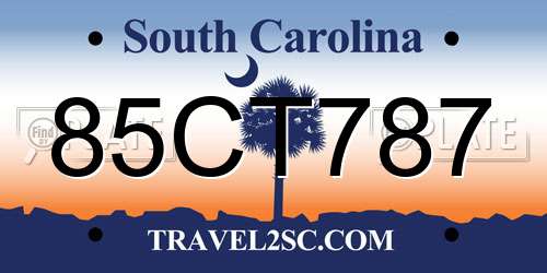 85CT787 South Carolina License Plate