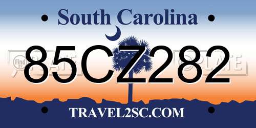 85CZ282 South Carolina License Plate