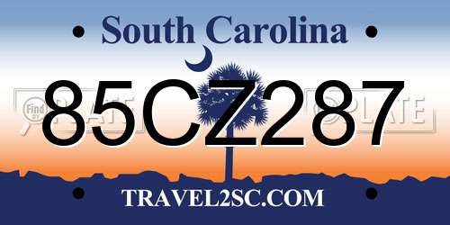85CZ287 South Carolina License Plate