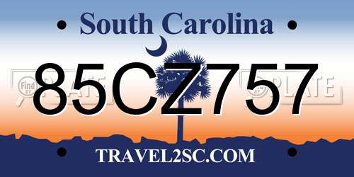 85CZ757 South Carolina License Plate
