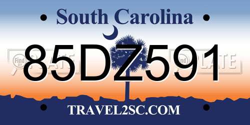85DZ591 South Carolina License Plate