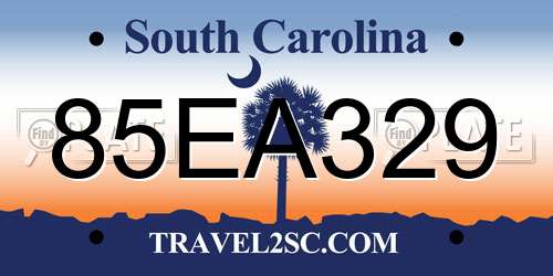 85EA329 South Carolina License Plate