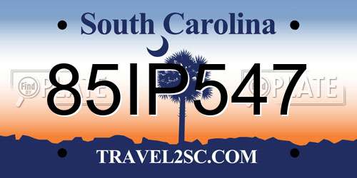 85IP547 South Carolina License Plate
