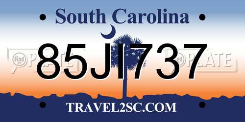 85JI737 South Carolina License Plate