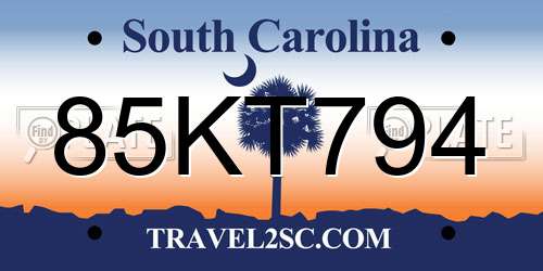 85KT794 South Carolina License Plate