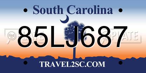 85LJ687 South Carolina License Plate