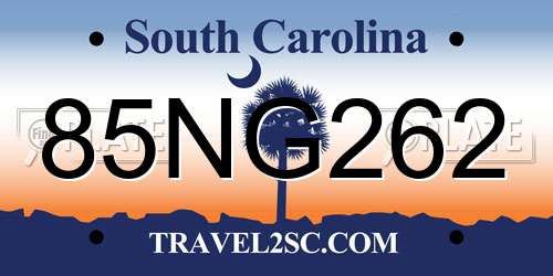 85NG262 South Carolina License Plate