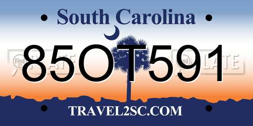 85OT591 South Carolina License Plate