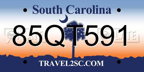 85QT591 South Carolina License Plate