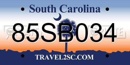 85SB034 South Carolina License Plate